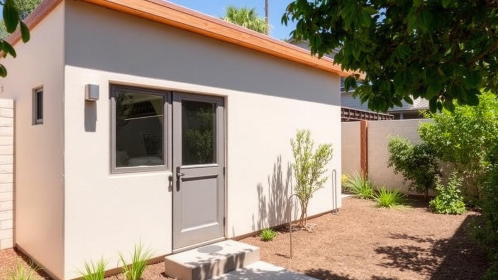 Detached accessory dwelling unit in a Southern California backyard